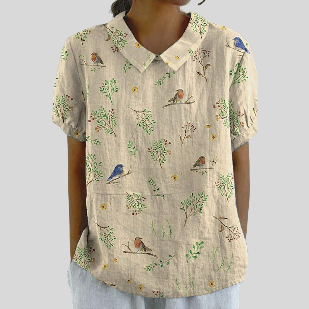 Top w kwiaty, elegancki komfort S | Iwona Warszawa
