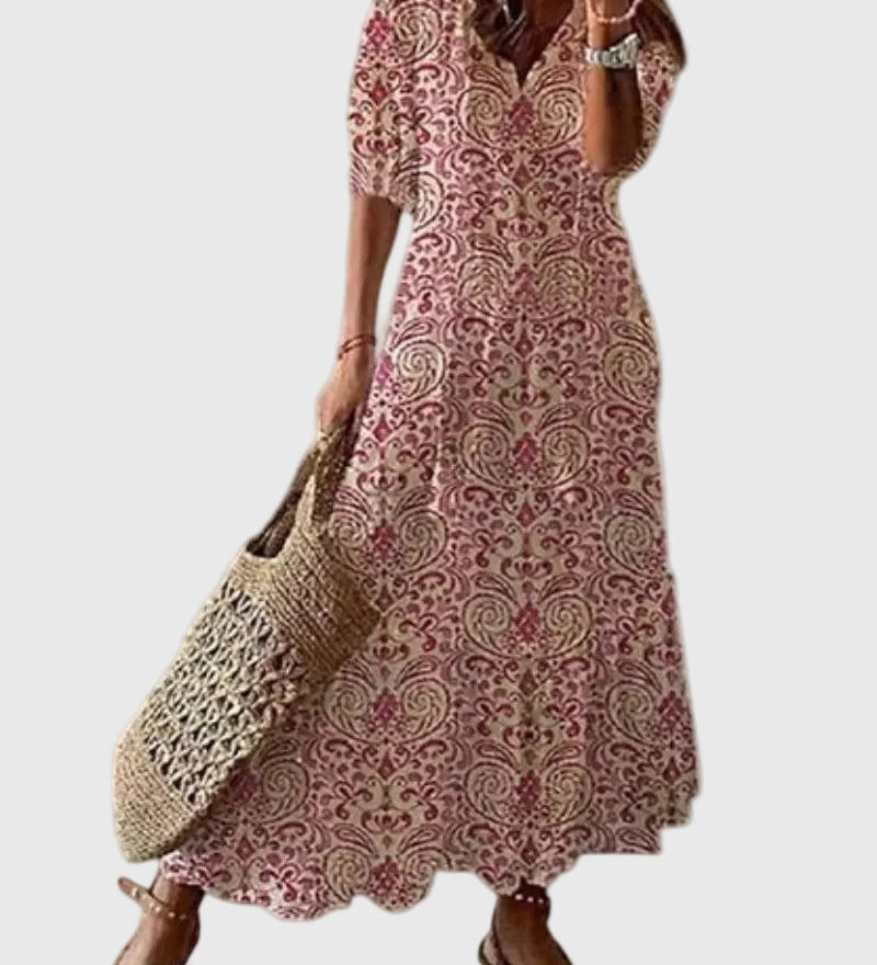 Amalia | Letnia sukienka maxi boho w stylu vintage - widok 4