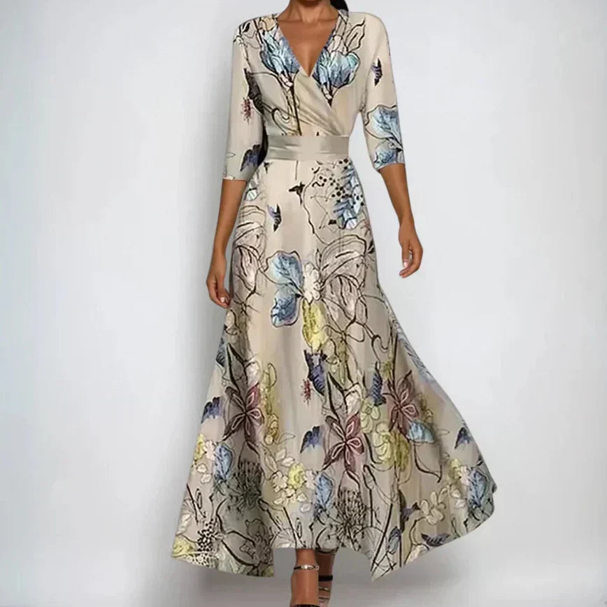 Emily | Elegancka sukienka w kwiaty - widok 2