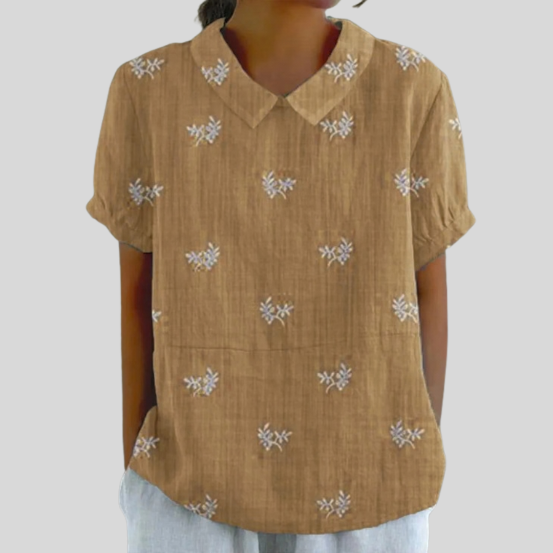 Top w kwiaty, elegancki komfort S | Iwona Warszawa