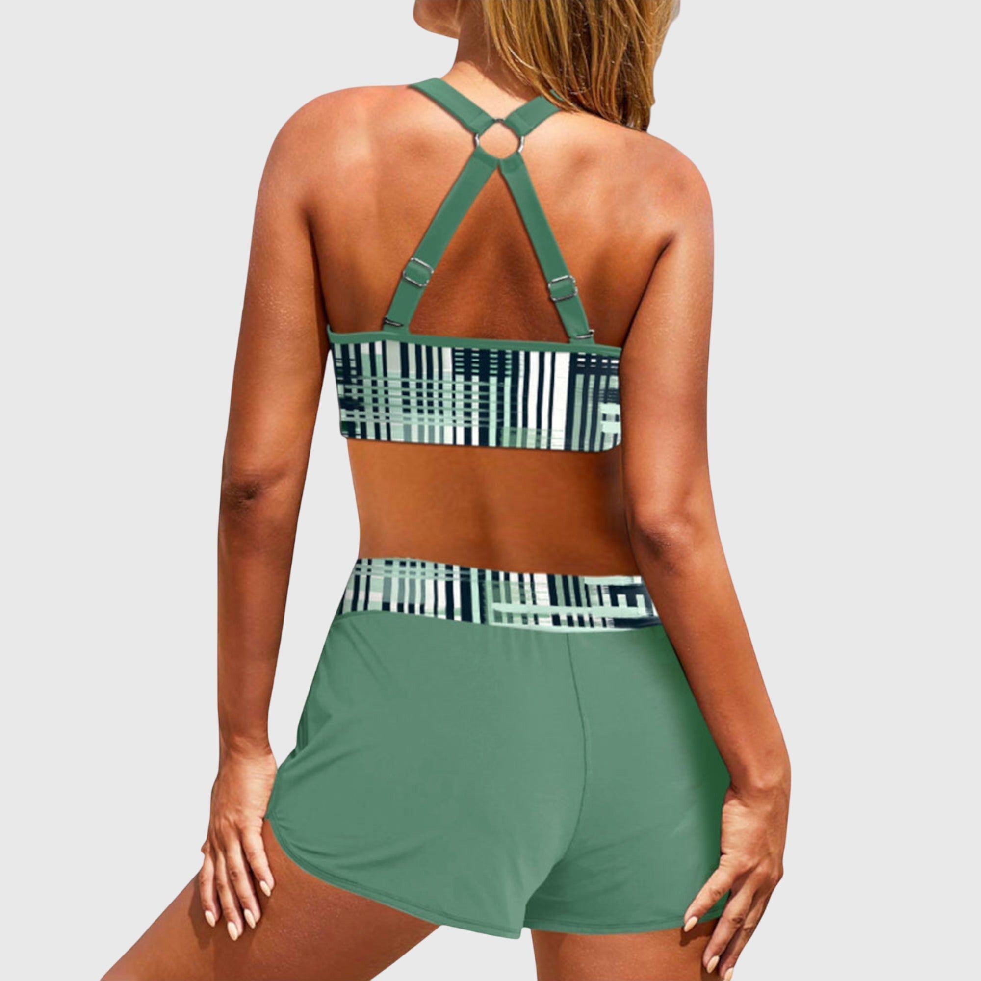 Janelle | Prążkowane bikini z wysokim stanem - widok 3