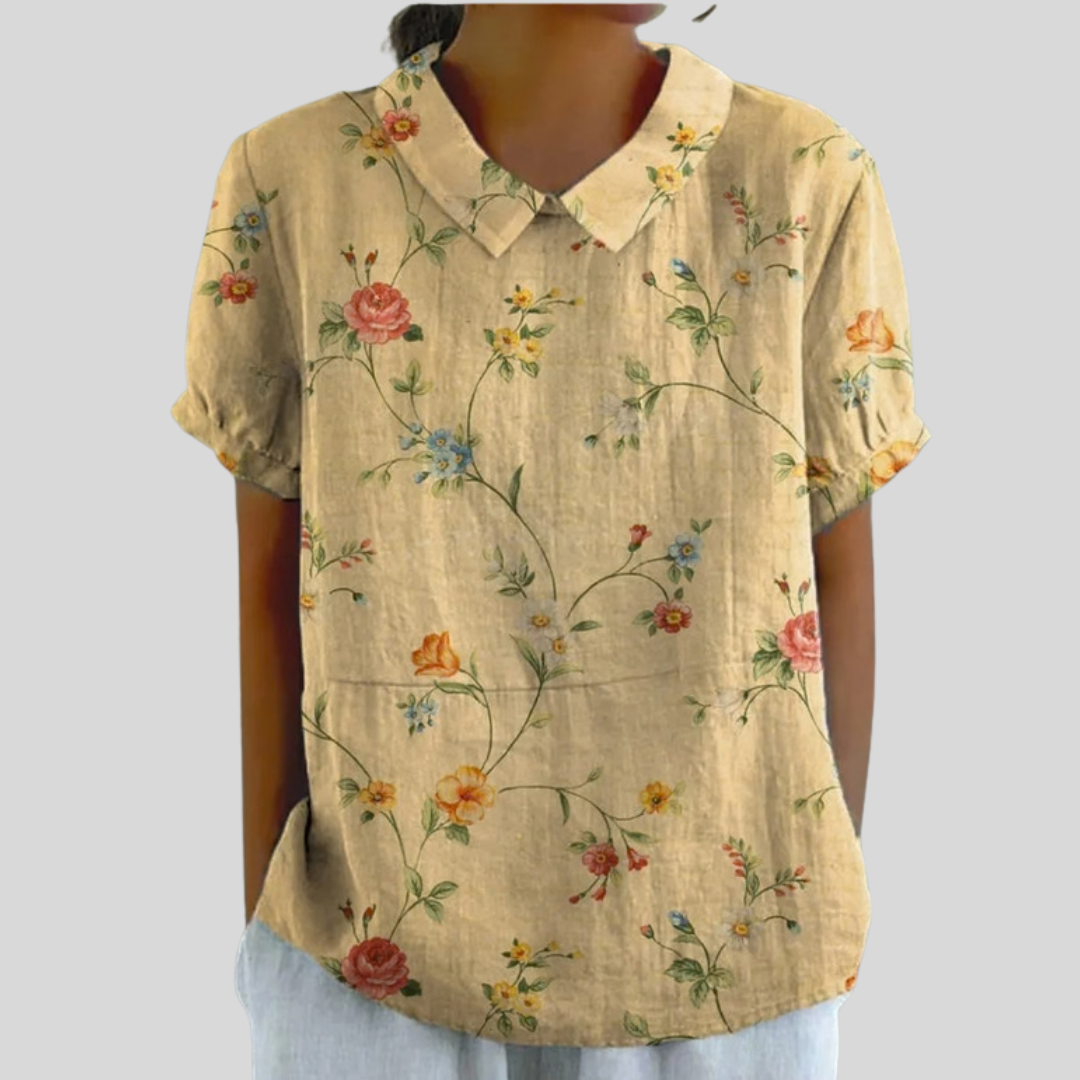 Top w kwiaty, elegancki komfort S | Iwona Warszawa