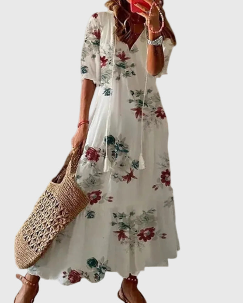 Amalia | Letnia sukienka maxi boho w stylu vintage - widok 7