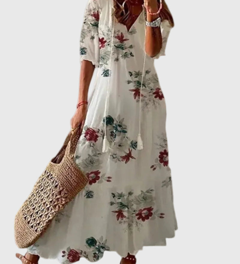 Amalia | Letnia sukienka maxi boho w stylu vintage - widok 7