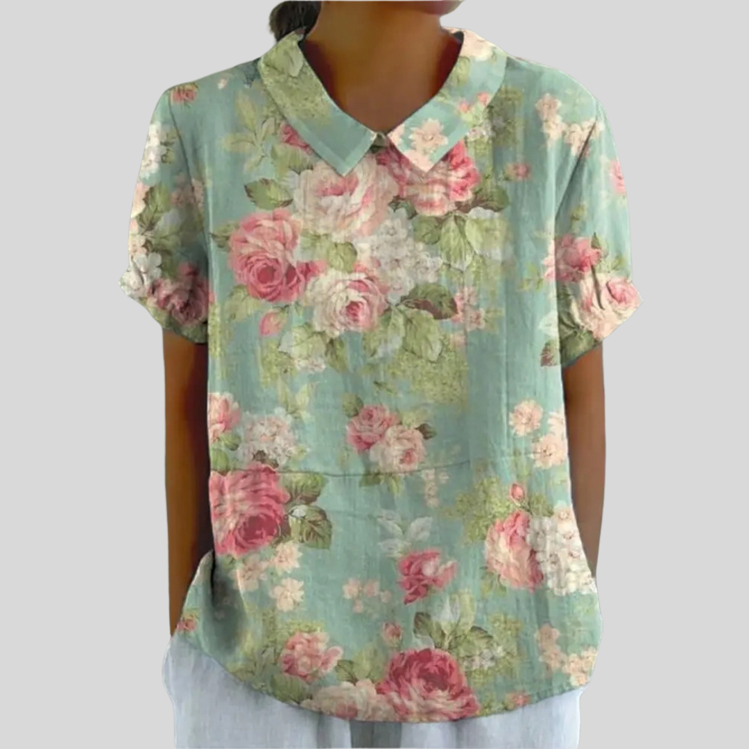 Top w kwiaty, elegancki komfort S | Iwona Warszawa