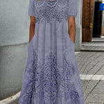 Indigo | Elegancka sukienka midi w kwiaty - widok 4