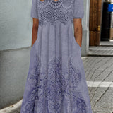 Indigo | Elegancka sukienka midi w kwiaty - widok 4