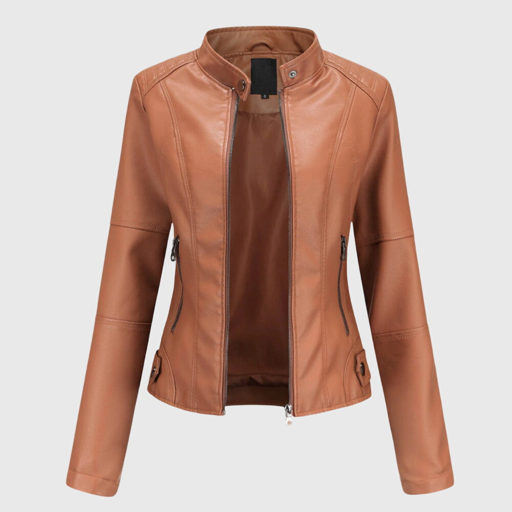 Giorgina™ - Elegancka damska kurtka skórzana - widok 3