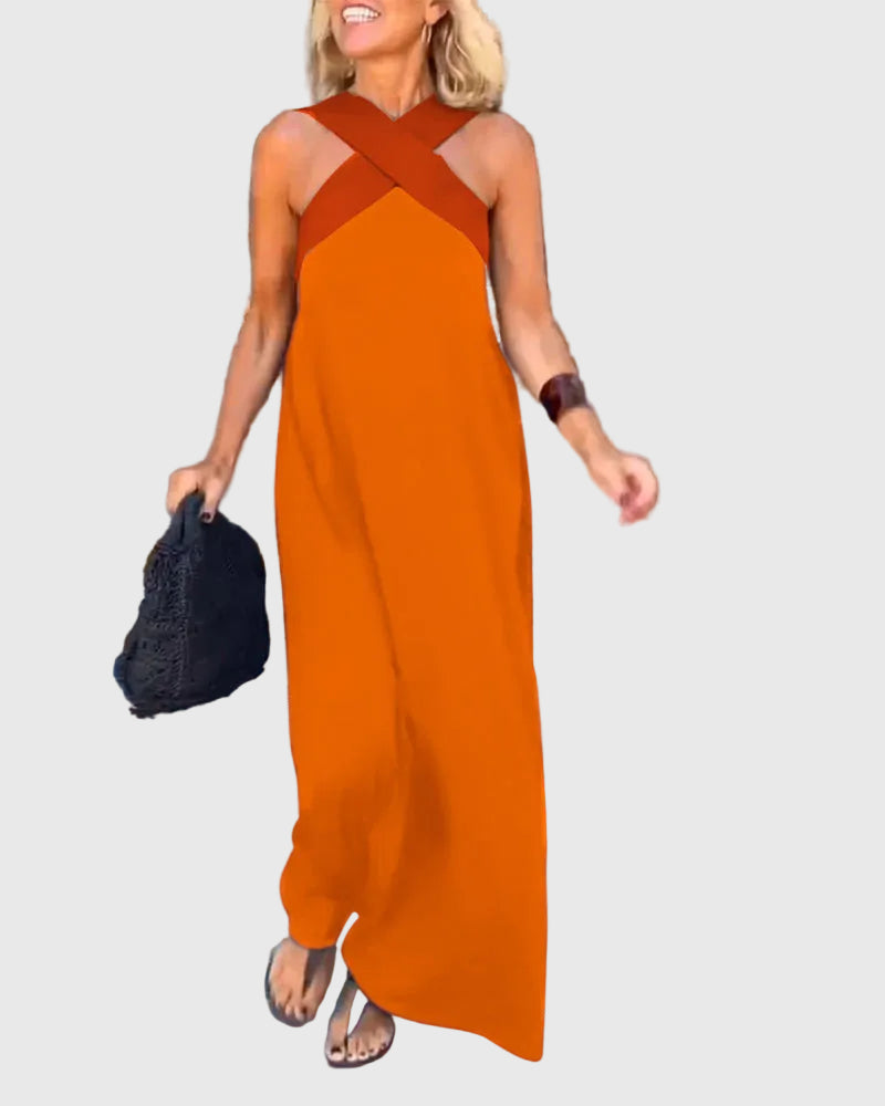 Elena | Elegancka zwiewna sukienka maxi - widok 12