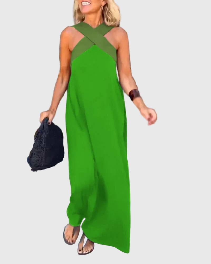 Elena | Elegancka zwiewna sukienka maxi - widok 10