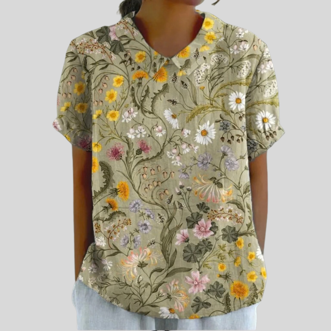 Top w kwiaty, elegancki komfort S | Iwona Warszawa