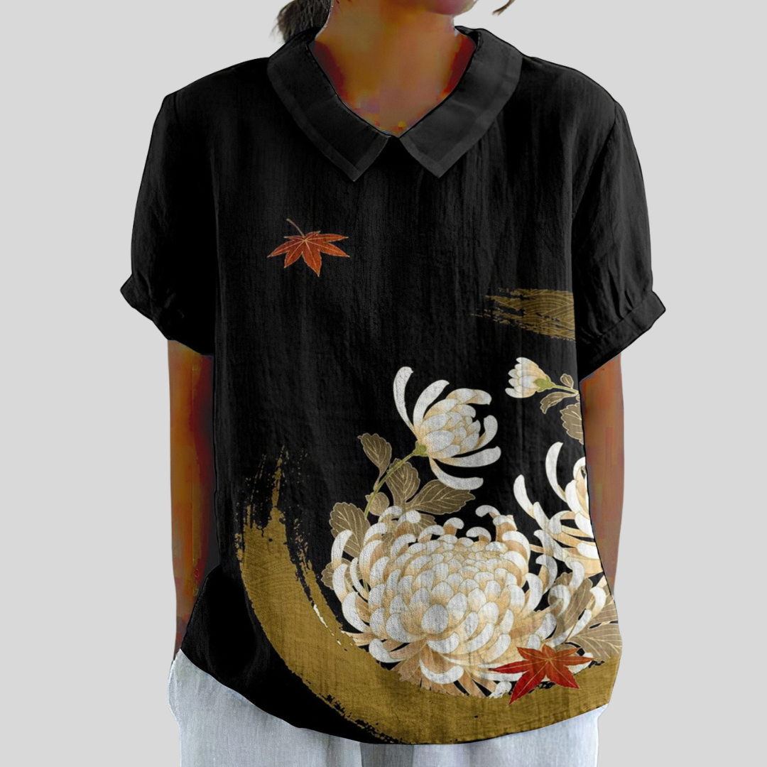 Top w kwiaty, elegancki komfort S | Iwona Warszawa