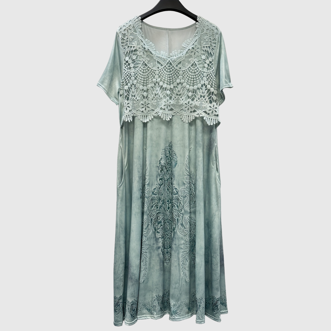 Indigo | Elegancka sukienka midi w kwiaty - widok 9