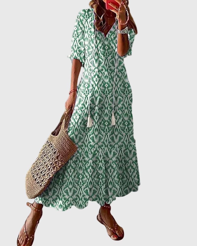 Amalia | Letnia sukienka maxi boho w stylu vintage - widok 2