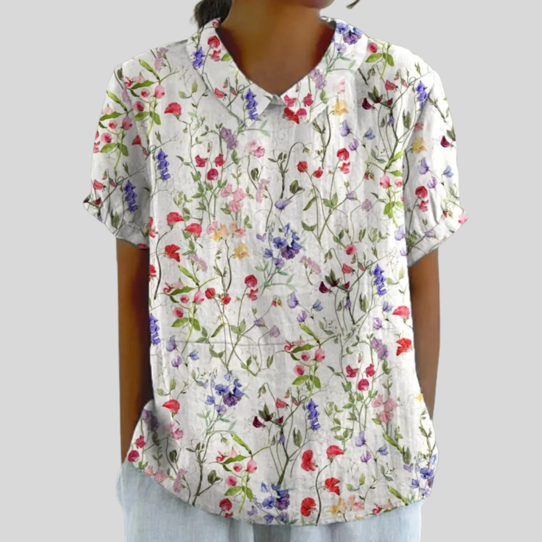 Top w kwiaty, elegancki komfort S | Iwona Warszawa