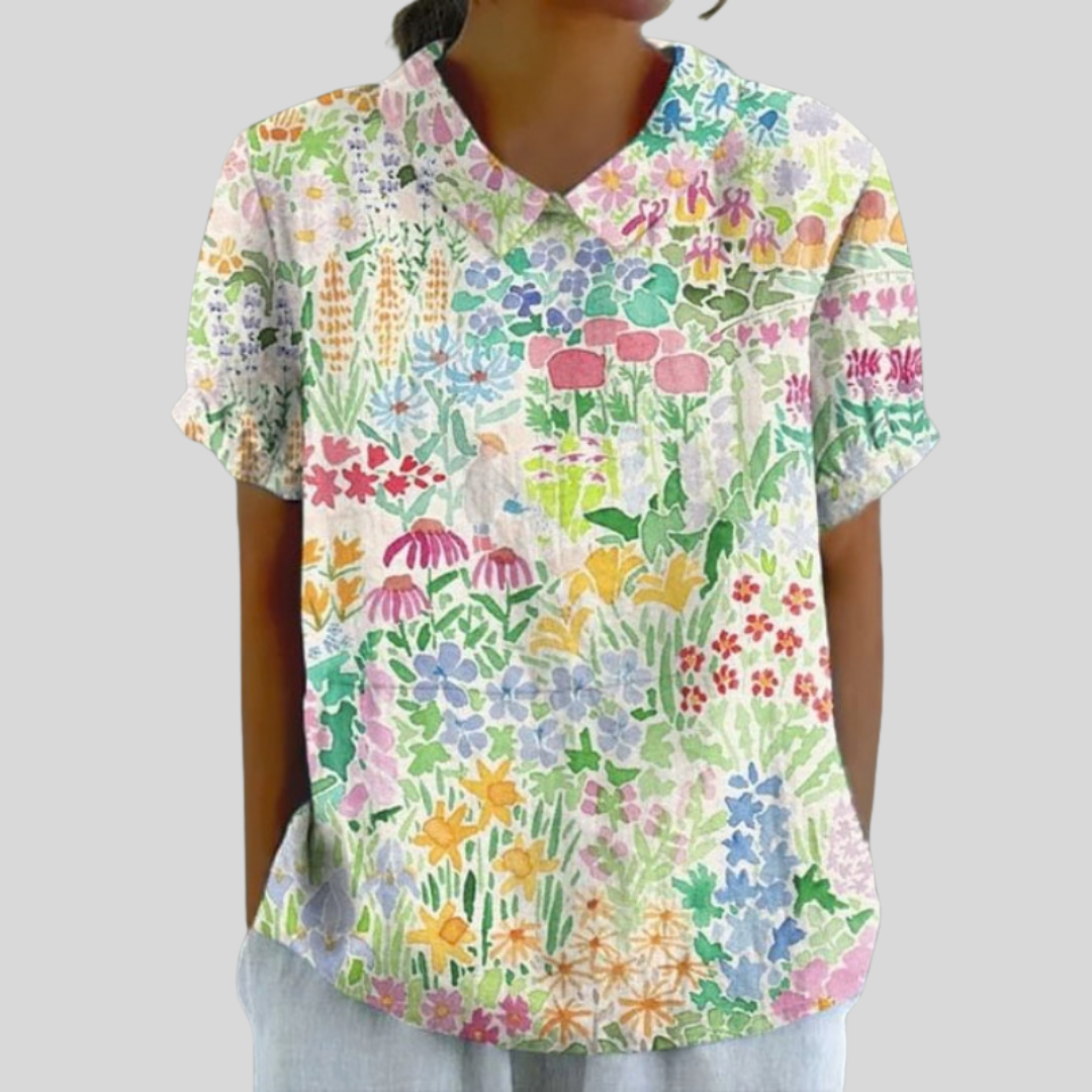 Top w kwiaty, elegancki komfort S | Iwona Warszawa