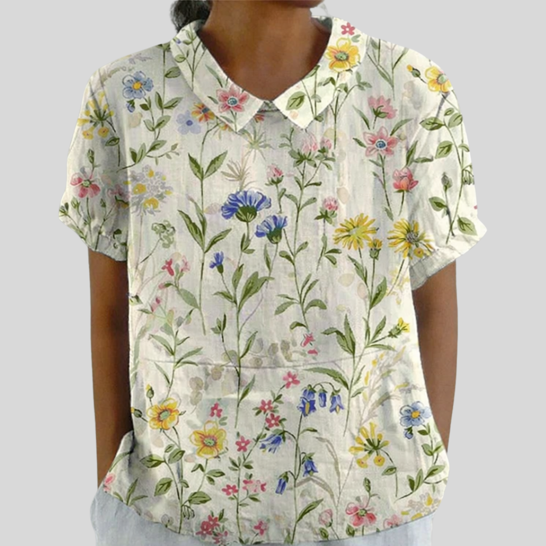 Top w kwiaty, elegancki komfort S | Iwona Warszawa