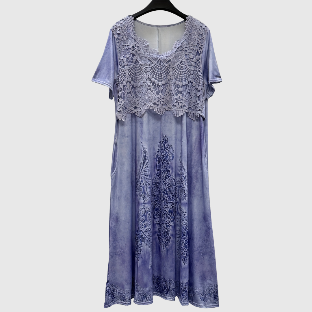 Indigo | Elegancka sukienka midi w kwiaty - widok 8