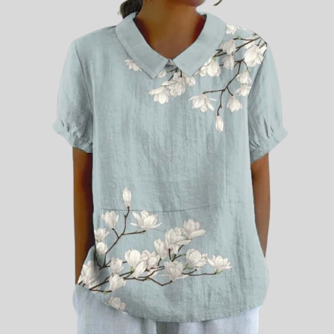 Top w kwiaty, elegancki komfort S | Iwona Warszawa