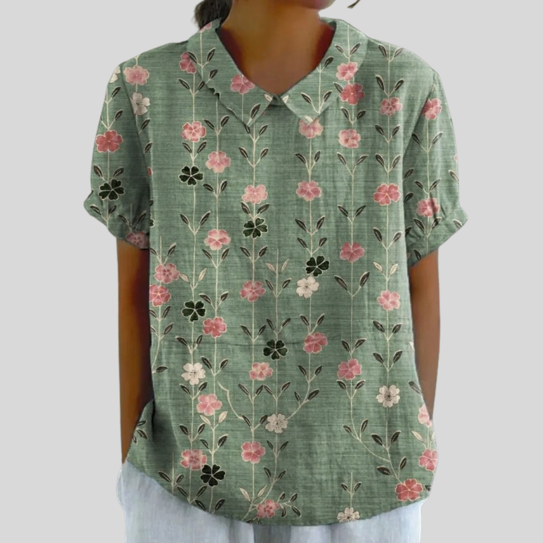 Top w kwiaty, elegancki komfort S | Iwona Warszawa
