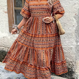 Joraine - Zwiewna sukienka w etniczne wzory - widok 6