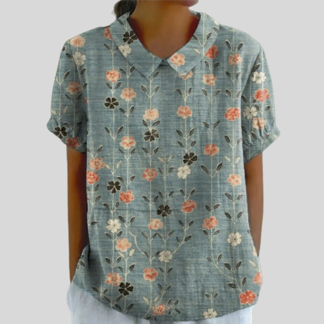 Top w kwiaty, elegancki komfort S | Iwona Warszawa