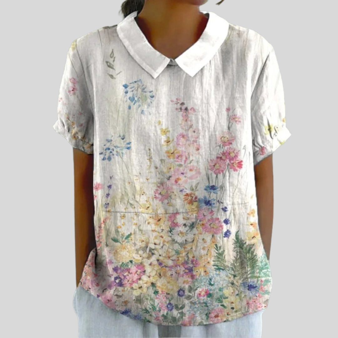 Top w kwiaty, elegancki komfort S | Iwona Warszawa