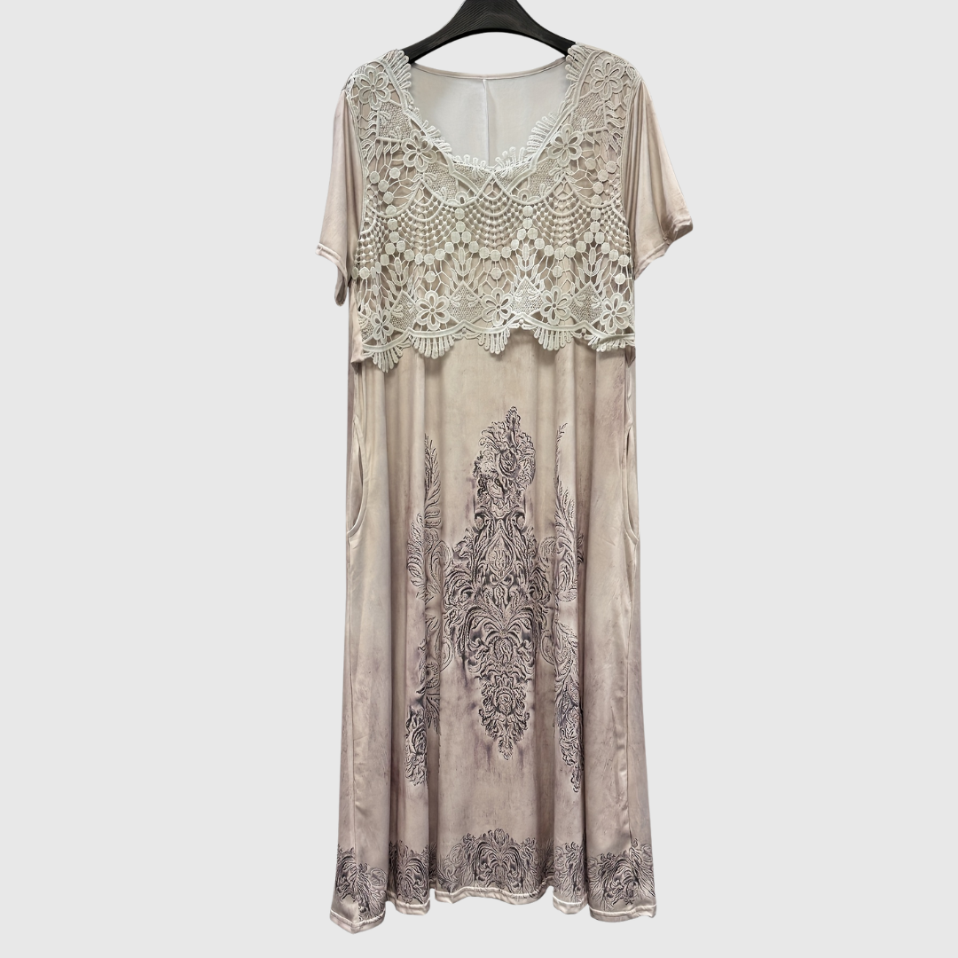 Indigo | Elegancka sukienka midi w kwiaty - widok 7