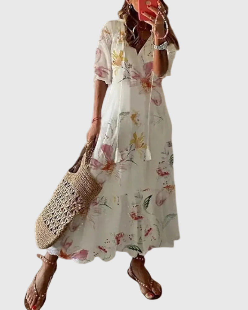 Amalia | Letnia sukienka maxi boho w stylu vintage - widok 8