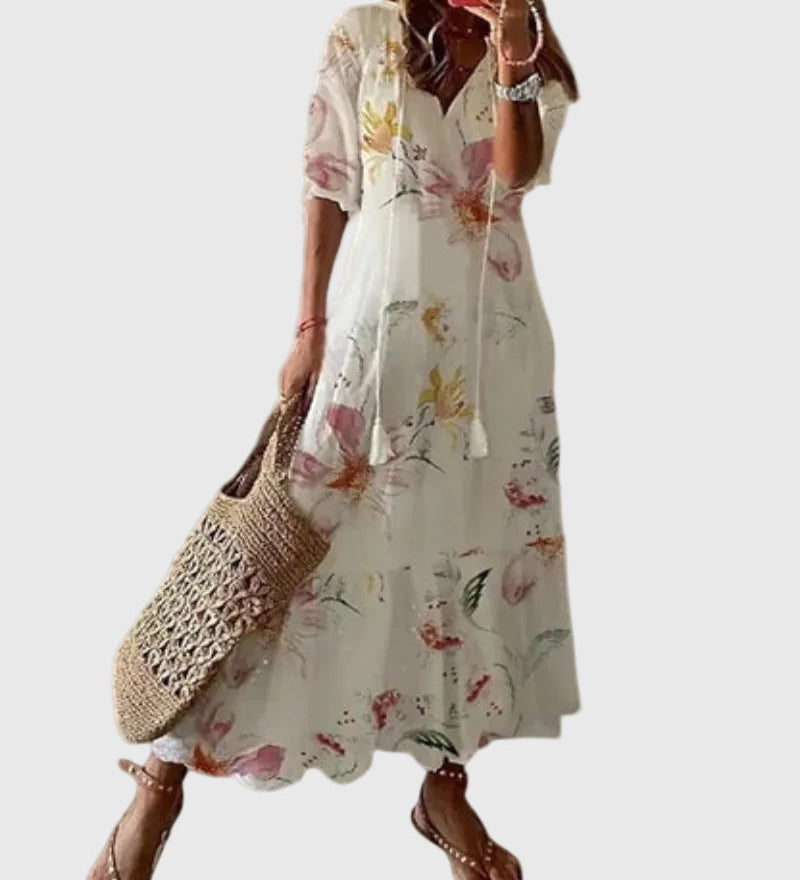 Amalia | Letnia sukienka maxi boho w stylu vintage - widok 8
