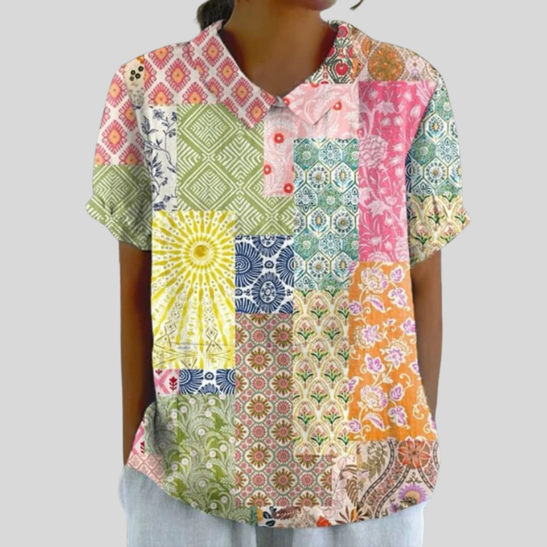 Top w kwiaty, elegancki komfort S | Iwona Warszawa
