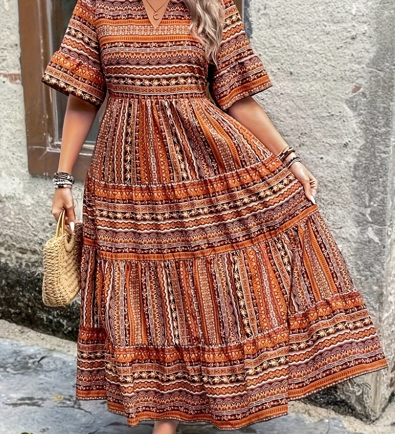 Joraine - Zwiewna sukienka w etniczne wzory - widok 3
