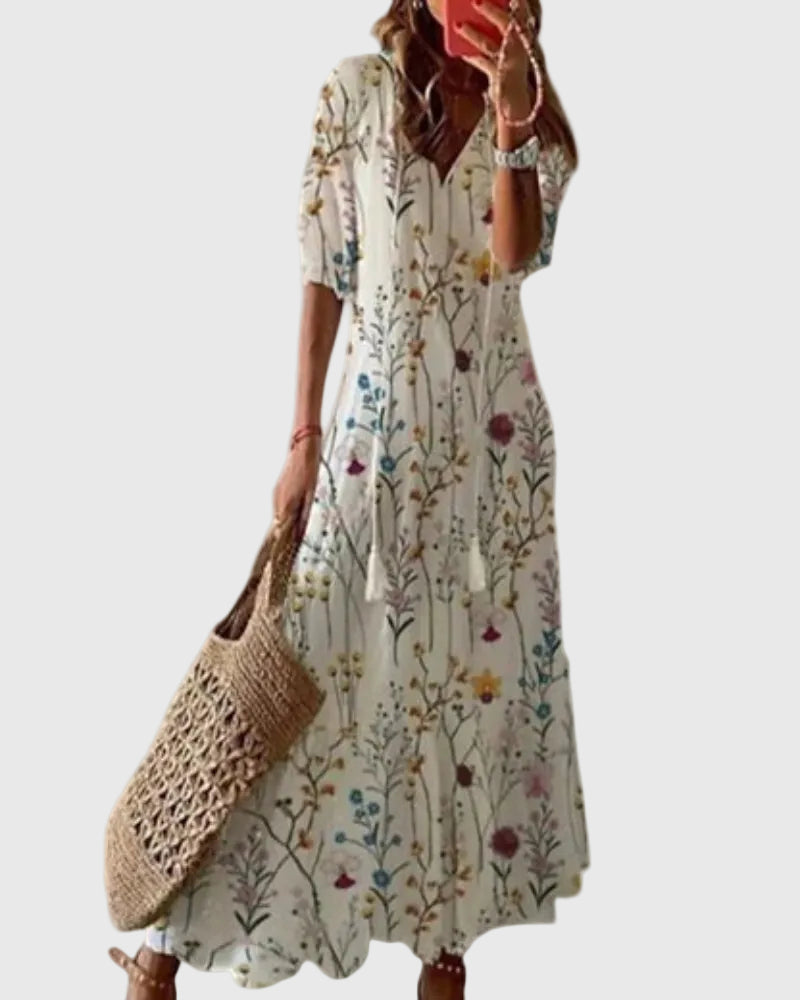 Amalia | Letnia sukienka maxi boho w stylu vintage - widok 6