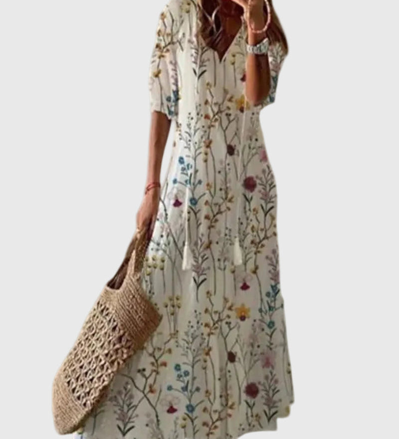 Amalia | Letnia sukienka maxi boho w stylu vintage - widok 6