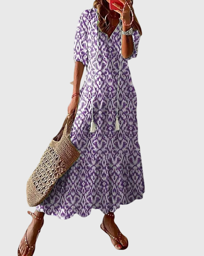 Amalia | Letnia sukienka maxi boho w stylu vintage - widok 3