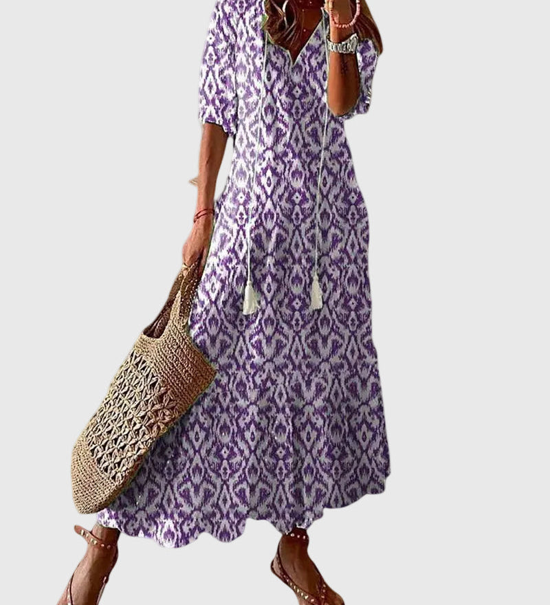 Amalia | Letnia sukienka maxi boho w stylu vintage - widok 3
