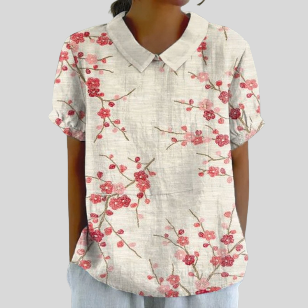Top w kwiaty, elegancki komfort S | Iwona Warszawa