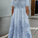 Indigo | Elegancka sukienka midi w kwiaty - widok 2