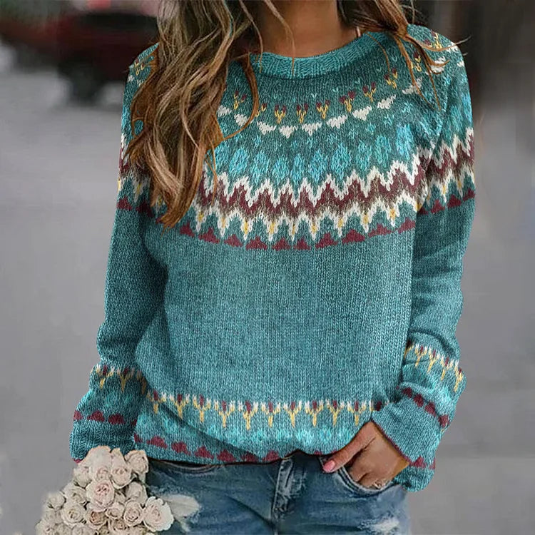 Regina | Sweter w retro fale - widok 2