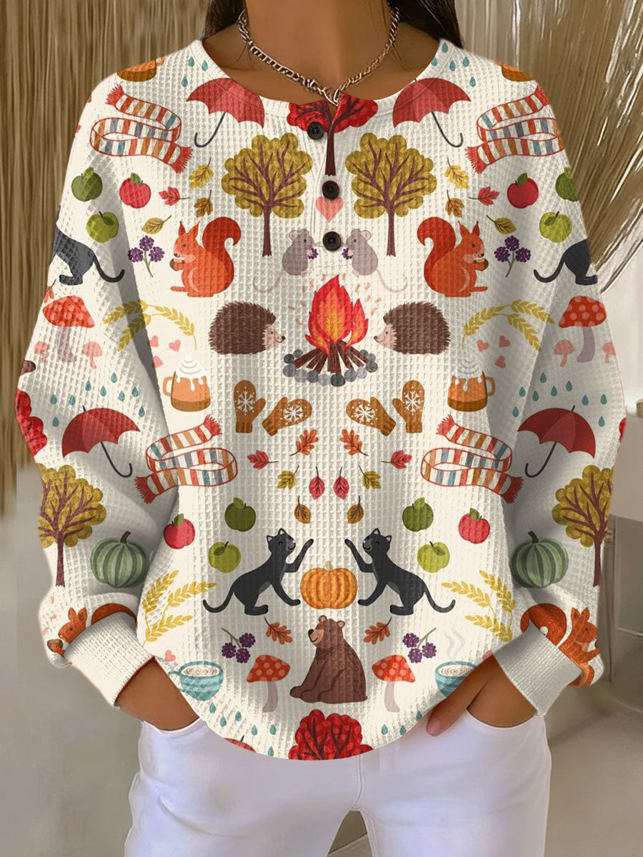 Urszula | Sweter waflowy w jesienne motywy | Iwona Warszawa