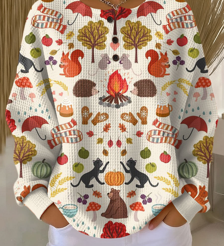 Urszula | Sweter waflowy w jesienne motywy | Iwona Warszawa