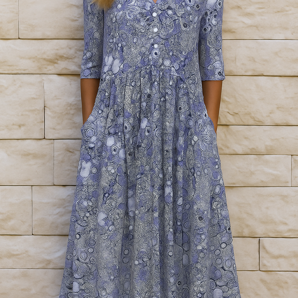 Natalia | Elegancka sukienka z dekoltem V - widok 3