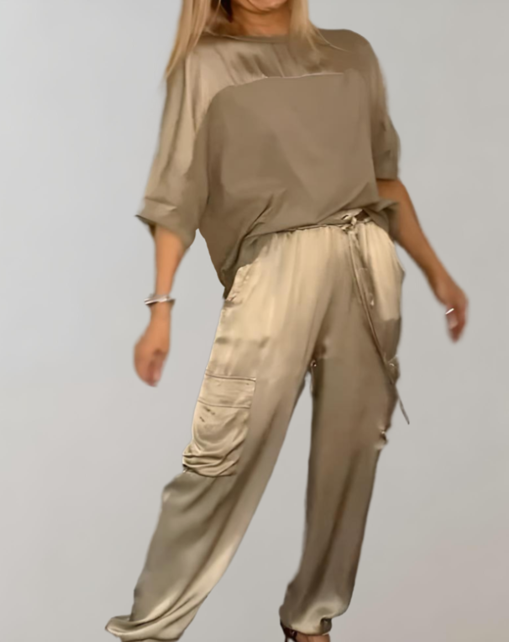 Finley - Jedwabisty komplet domowy w stylu cargo - widok 3