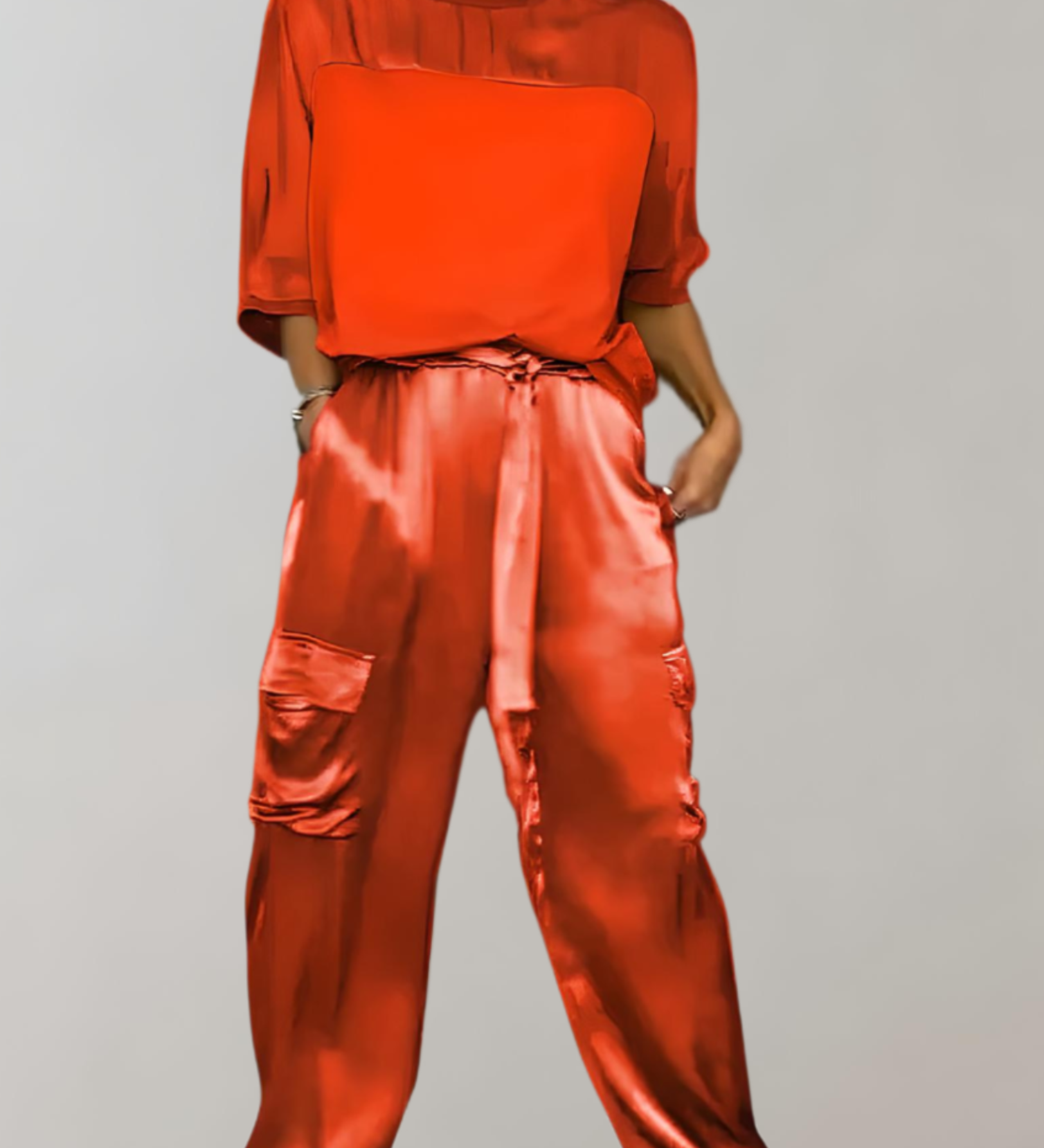 Finley - Jedwabisty komplet domowy w stylu cargo - widok 11
