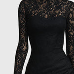Monica | Elegancka sukienka maxi z rozkloszowaną koronkową spódnicą - widok 3