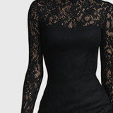 Monica | Elegancka sukienka maxi z rozkloszowaną koronkową spódnicą - widok 3