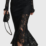 Monica | Elegancka sukienka maxi z rozkloszowaną koronkową spódnicą - widok 5