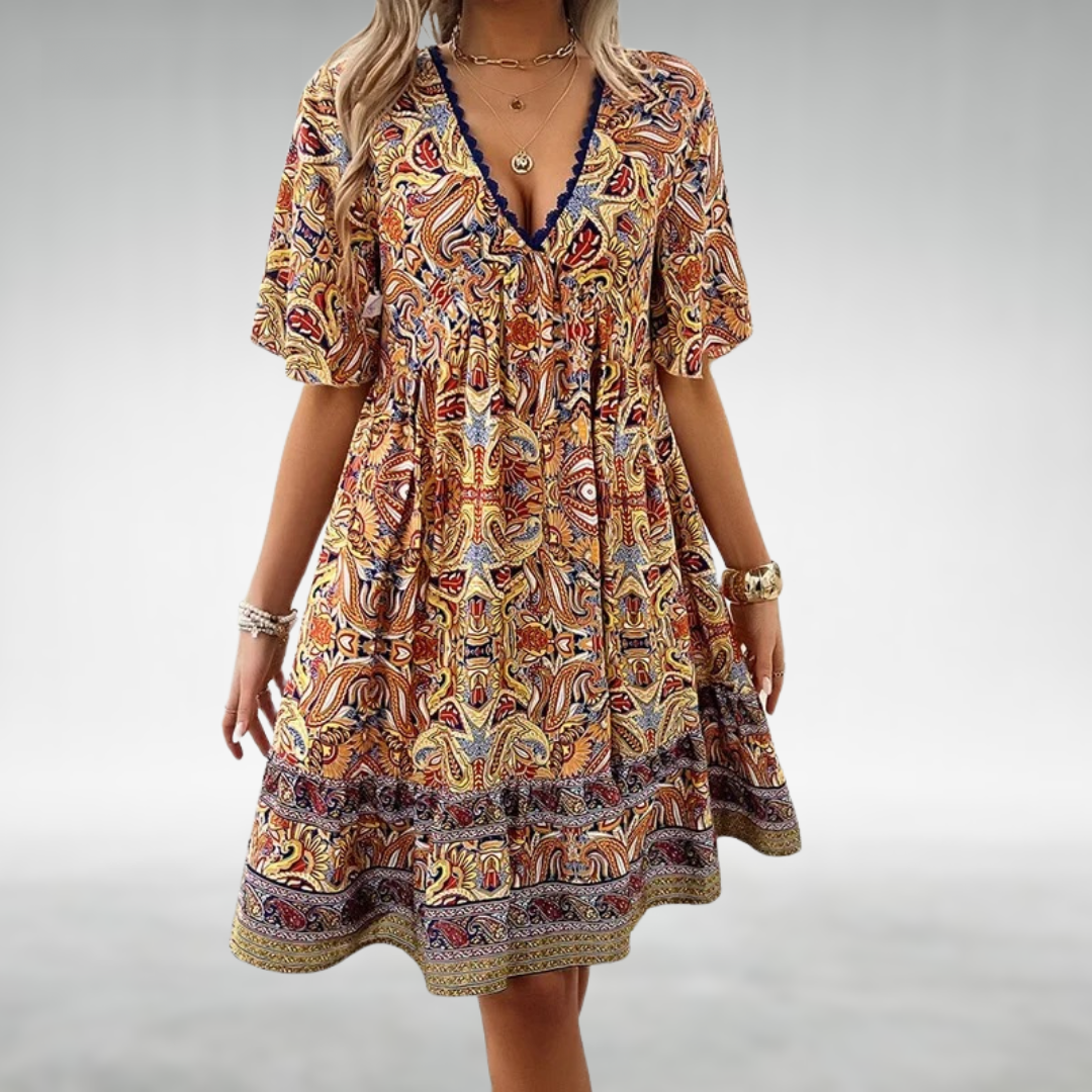 Quinley - Rozkloszowana sukienka boho - widok 4