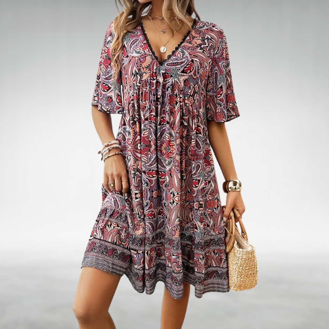Quinley - Rozkloszowana sukienka boho - widok 3