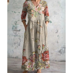 Eleanor | Sukienka maxi w kwiaty w stylu vintage - widok 3